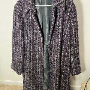 Harvé Benard by Benard Holtzman 24W Purple Wool Blend Button Front Coat